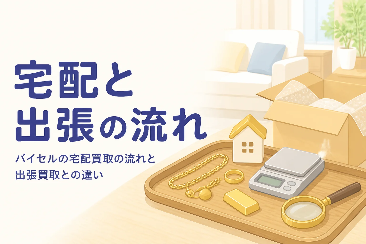 バイセルの宅配買取の流れと出張買取との違いを紹介する記事のアイキャッチ