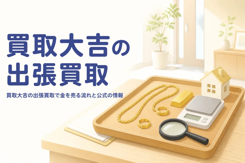 買取大吉の出張買取で金を売る流れを紹介する記事のアイキャッチ