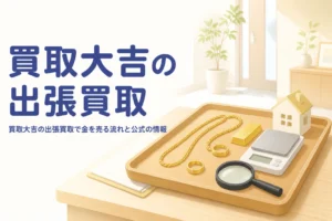 買取大吉の出張買取で金を売る流れを紹介する記事のアイキャッチ
