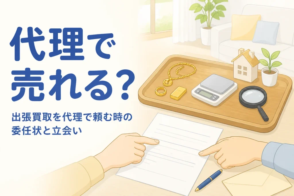 出張買取を代理で頼む時の委任状と立会いを紹介する記事のアイキャッチ