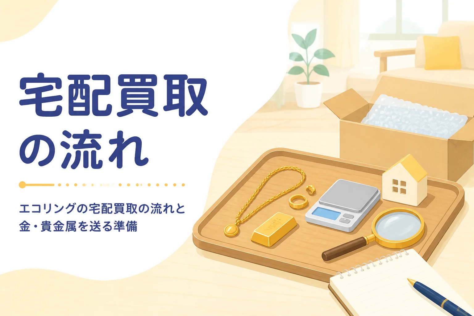 エコリングの宅配買取の流れを紹介する記事のアイキャッチ