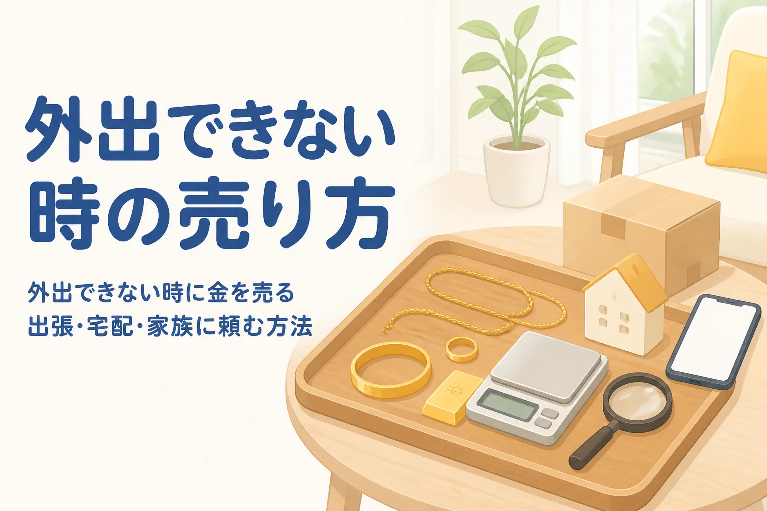 外出できない時に金を売る方法を紹介する記事のアイキャッチ