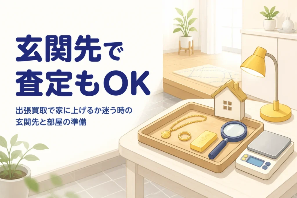 出張買取で家に上げるか、玄関先で査定を済ませるかを紹介する記事のアイキャッチ