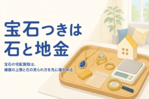 宝石つきの指輪を宅配買取で売るイメージのイラスト