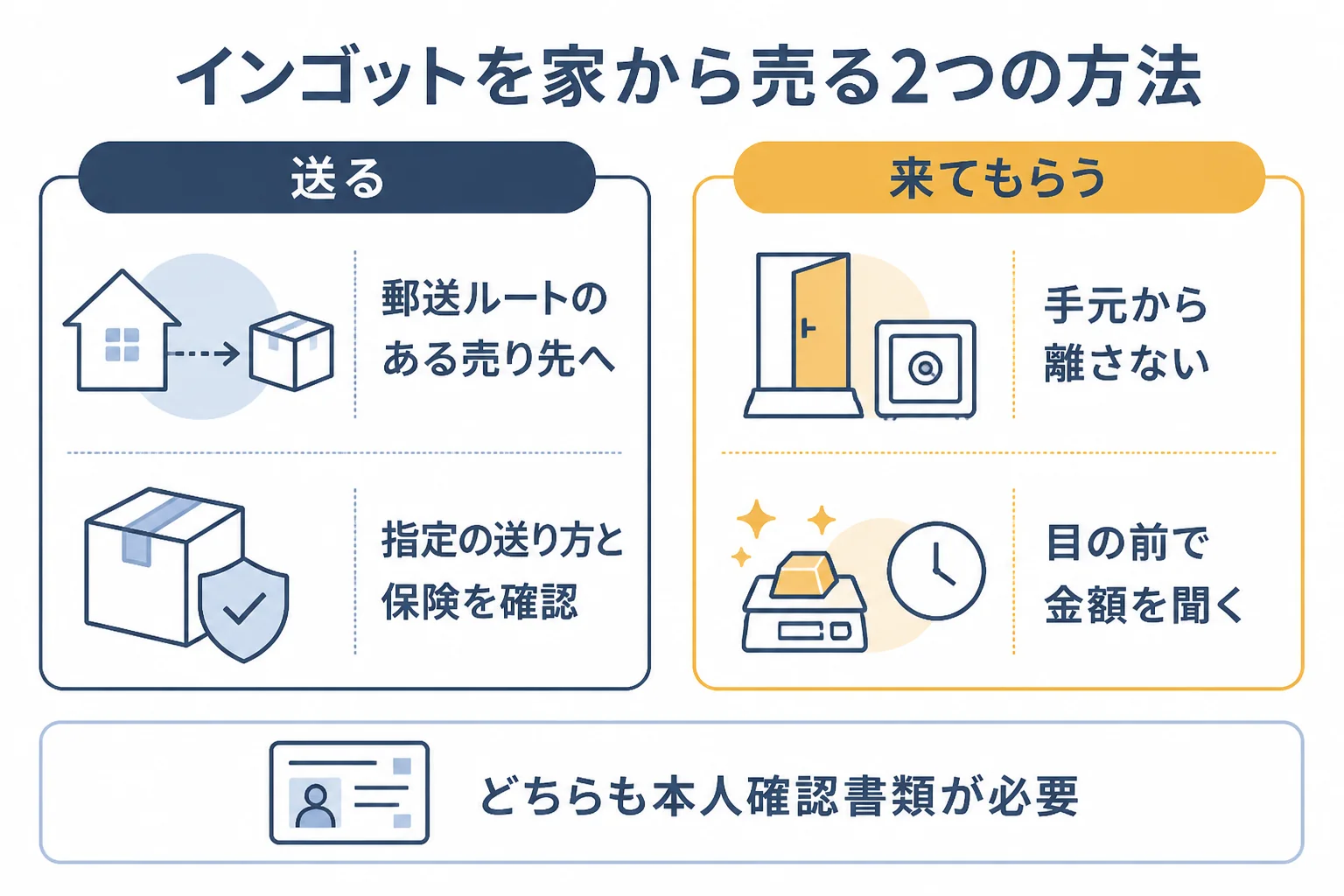 インゴットを家から売る2つの方法を比べた図解