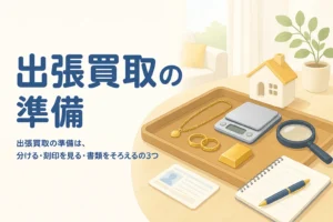 金の出張買取の前に準備することを紹介する記事のアイキャッチ