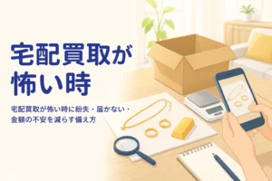 宅配買取が怖い時に紛失・届かない・金額の不安を減らす備え方を紹介する記事のアイキャッチ