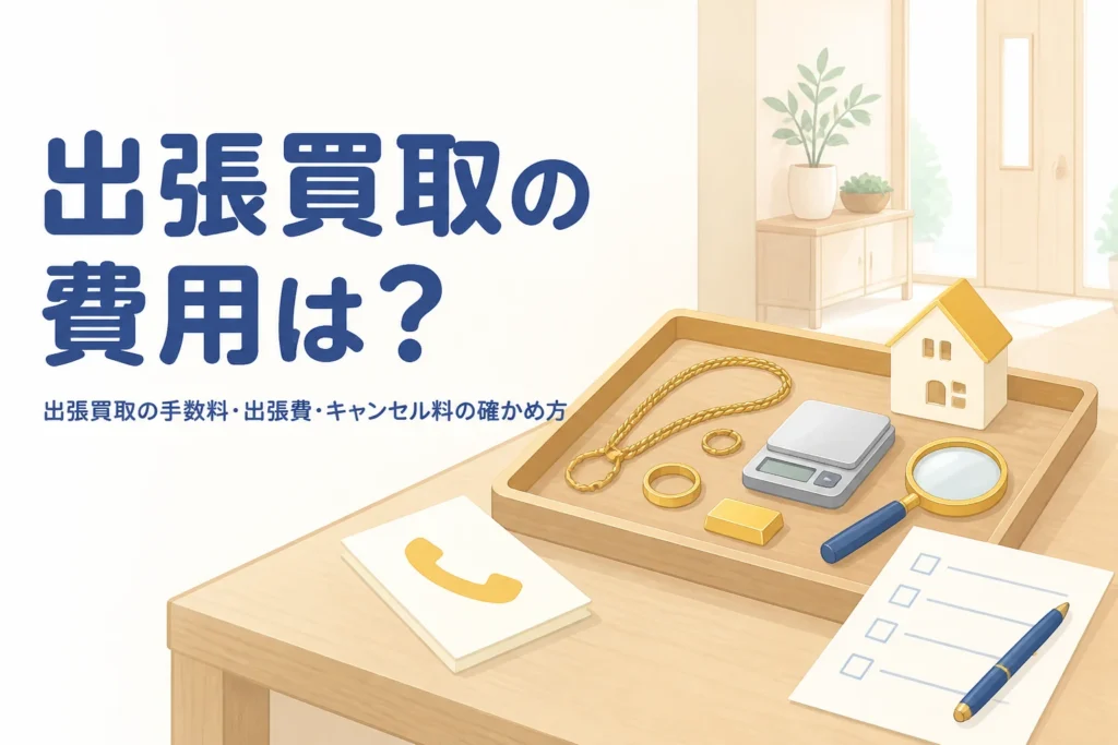 出張買取の手数料と出張費を確かめるイメージのイラスト
